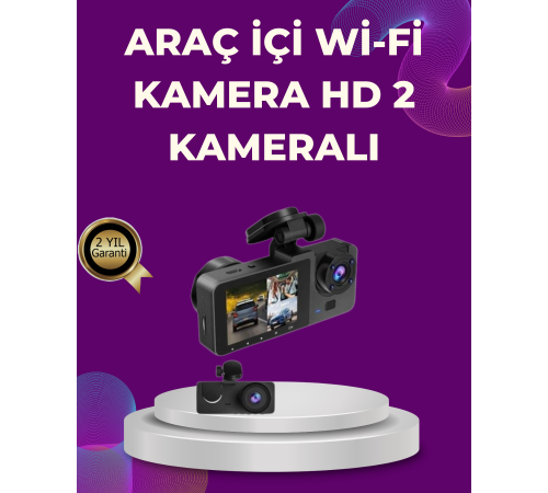 Araç İçi Dikiz Kamerası Sürüş Kaydedici 3 Lensli DVR Kamera