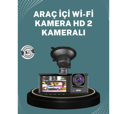 Gece Görüşlü DVR 3 Lensli Araç İçi Sürüş Kamerası Video Kaydedici
