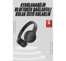 Kablosuz Bluetooth Kulaklık Kulak Üstü Ayarlanabilir Uzun Ömürlü