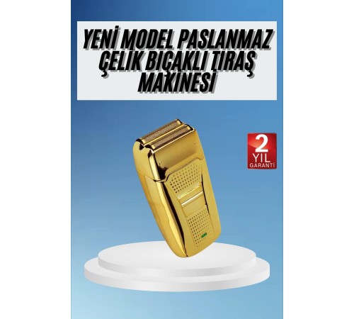 Sakal Kesme Tıraş Makinesi Paslanmaz Çelik Gold Şarjlı