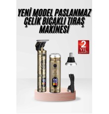 Profesyonel Saç Sakal Vücut Kulak ve Burun Tıraş Makinesi 3 Başlıklı