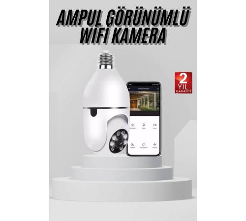 Wifi Güvenlik Kamerası 360 Derece Dönebilen Harekete Duyarlı Gece Görüşlü Ampul