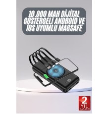 Kablosuz Çoklu Şarj Girişli 10.000 Mah Kablolu Powerbank Taşınabilir