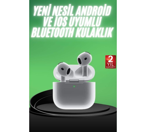 Yeni Nesil Bluetooth Kulaklık Beyaz Çağrı Cevaplayabilen Kablosuz