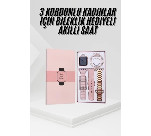 Yeni Nesil Kadın Akıllı Saat Rose Gold Android ve İos Uyumlu