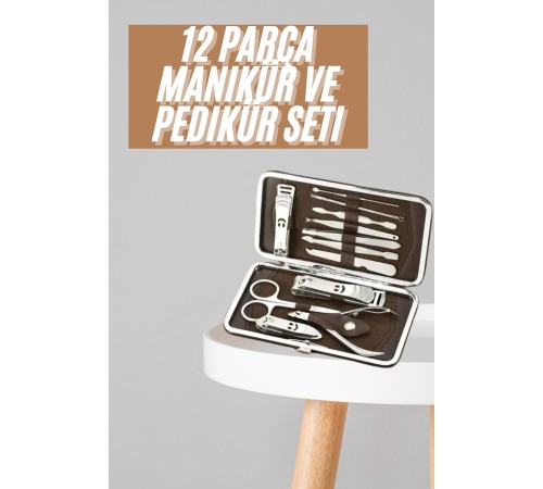 Tırnak Bakım Seti Tırnak Düzeltme Batık 12 Parça Çanta Tipi Manikür Pedikür