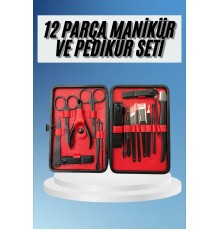 Deri Çantalı Siyah Paslanmaz Çelik 17 Parça Manikür Pedikür Seti