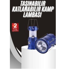Kamp Lambası Solar Şarjlı Kızaklı Kamp Feneri Led Lamba Işıldak