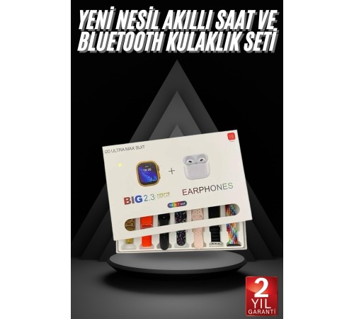 Akıllı Saat ve Air Pro Kulaklık 7 Kordonlu Çok Fonksiyonlu İkili Set