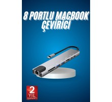 8 Port Çoklayıcı Macbook Ile Uyumlu Çoğaltıcı Type-C dönüştürücü TF SD kart