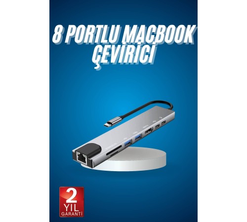 8 Port Çoklayıcı Macbook Ile Uyumlu Çoğaltıcı Type-C dönüştürücü TF SD kart