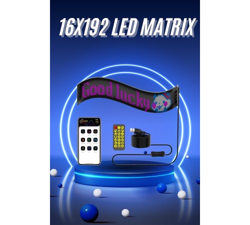 Kumandalı App Kontrollü LED Ekran 16X192 Led Matrix Araç Camı Yazısı Kumandalı App Kontrollü LED Ekran 16X192 Led Matrix Araç Camı Yazısı