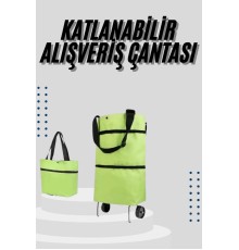 Katlanabilir Tekerlekli Çantalı Çarşı Pazar Arabası Alışveriş Çantası Piknik Çantası