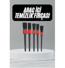 5 Adet Oto Detaylı Temizleyici Araç İçi Temizlik Fırça Seti Koltuk Döşeme Kapı Toz Alma Fırçası