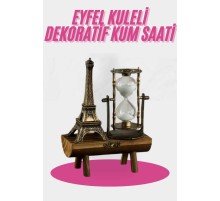 Eyfel Kulesi Tasarımlı Kum Saati Kristalleştirilmiş Kum Saati Dekoratif Ahşap Görünümlü