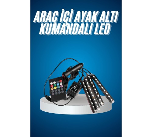 Araç Içi Aydınlatma Kumandalı 12 Led Ayak Altı Led Ambiyans Işığı Sese Duyarlı Kumandalı