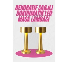 Altın Rengi Masa ve Gece Lambası Dokunmatik Şarjlı Masa Lambası