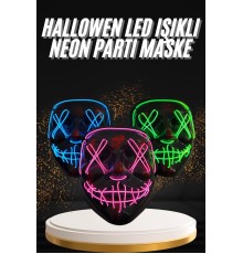 Hallowen Parti Maskesi Neon Led Işıklı Maske 3 Modlu Cadılar Bayramı Maskesi