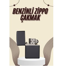 Çakmak Parlak Siyah Zippo Benzinli Çakmak Cep Boy Doldurulabilir