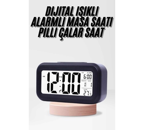 Dijital Işıklı Alarmlı Çalışma Masası Ekran Pilli Çalar Saat