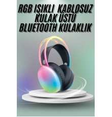 Kulak Üstü Kablosuz Bluetooth Kulaklık Unısex Renkli Işıklı Kulaklık