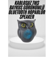 Siyah Bluetooth Hoporlör Baykuş Speaker Bluetooth 5.0 Bağlantılı