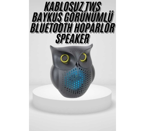 Siyah Bluetooth Hoporlör Baykuş Speaker Bluetooth 5.0 Bağlantılı