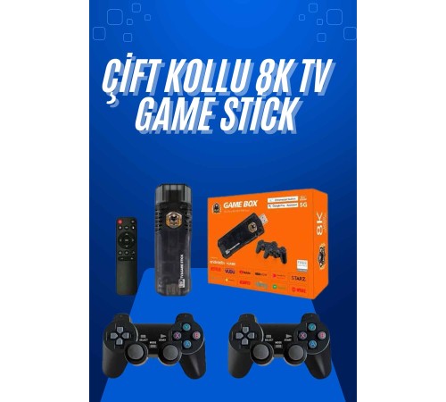 Game Stick Çift Oyun Konsolu Smart TV Game Box 8k Ultra HD 64 Gb