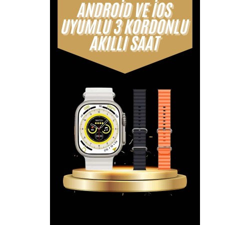 Yeni Nesil 3 Kordonlu Kol Saati 49 MM Amoled Ekran Akıllı Saat