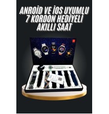 7 Kordonlu Akıllı Saat Siyah Kasa Dokunmatik Ekran Uyku ve Sağlık Takibi