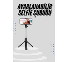 Tripod Selfie Çubuğu Bluetooth Kumandalı Kablosuz Led Işıklı