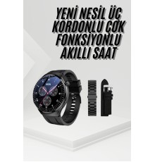 Amoled Ekran Metal Deri Silikon Kordonlu Uyku ve Sağlık Takibi