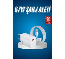 Hızlı Şarj Aleti Adaptörü Kablo Seti 67W Uzun Ömürlü Beyaz