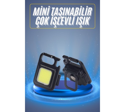 Kamp Çadır Lambası Şarjlı El Feneri Işıldak Anahtarlık Mini Mıknatıslı