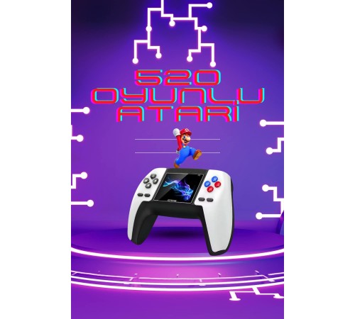 Kablosuz Oyun Konsolu Atari Game Stick Retro Konsol 520 Oyunlu