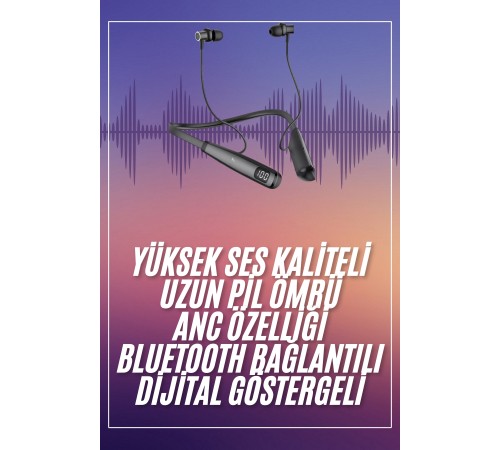 Boyun Askılı 100 Saat Kablosuz Kulaklık Göstergeli Bluetooth Kulaklık