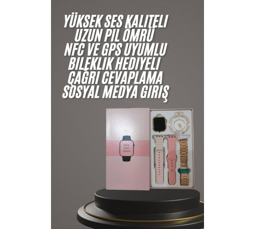 Yeni Nesil Kadın Akıllı Saat Rose Gold Android ve İos Uyumlu