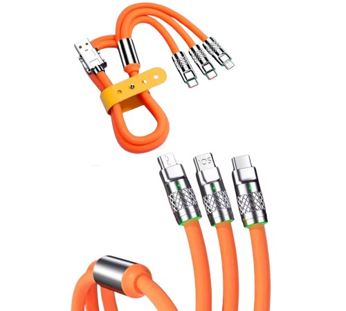 Çoklu Şarj Kablosu USB Type-C İOS Uyumlu 120W Hızlı Şarj Kablosu Çoklu Şarj Kablosu USB Type-C İOS Uyumlu 120W Hızlı Şarj Kablosu
