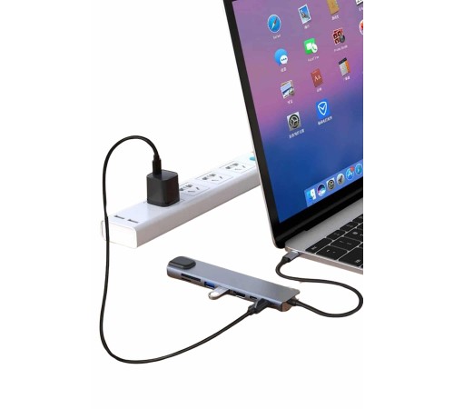 8 Port Çoklayıcı Macbook Ile Uyumlu Çoğaltıcı Type-C dönüştürücü TF SD kart