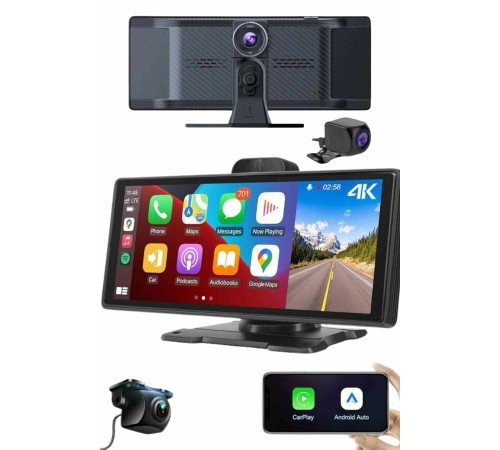 Android ve İOS Uyumlu Ön Arka Çift Kameralı Araç Ekranı Dokunmatik CarPlay