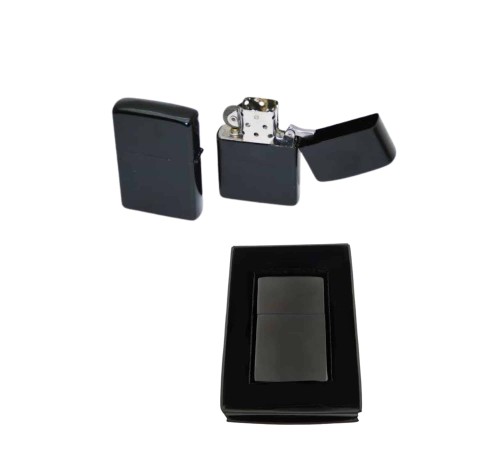 Çakmak Parlak Siyah Zippo Benzinli Çakmak Cep Boy Doldurulabilir