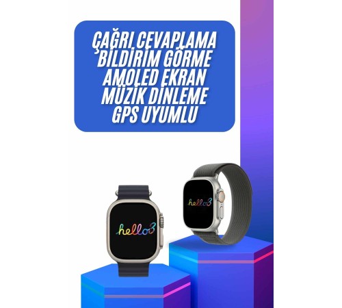 Yeni Nesil 3 Kordonlu Kol Saati 49 MM Amoled Ekran Akıllı Saat