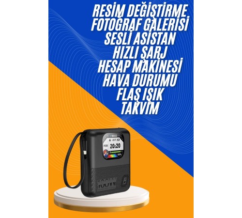 Akıllı Powerbank 10.000 Mah Ekranlı Müzik Dinleme Oyun Oynama Bluetooth Bağlantılı