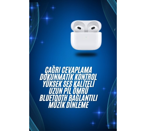 3.Nesil İOS Android Uyumlu Bluetooth 5.0 Beyaz Çağrı Cevaplama
