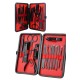 Deri Çantalı Siyah Paslanmaz Çelik 17 Parça Manikür Pedikür Seti
