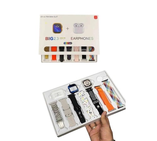 Akıllı Saat ve Air Pro Kulaklık 7 Kordonlu Çok Fonksiyonlu İkili Set