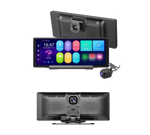 Android ve İOS Uyumlu Ön Arka Çift Kameralı Araç Ekranı Dokunmatik CarPlay