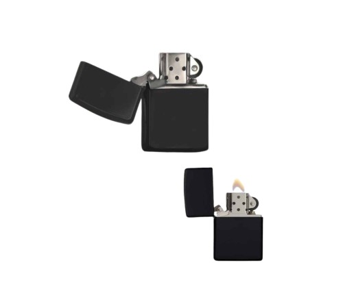 Çakmak Parlak Siyah Zippo Benzinli Çakmak Cep Boy Doldurulabilir