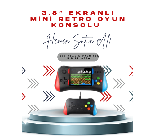 X7M Vintage 3.5 İnç 500’ü 1 Arada Klasik Oyun Konsolu
