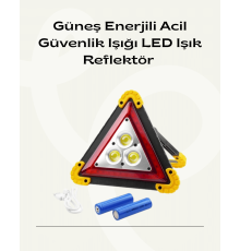 Solar Şarjlı Üçgen LED Park ve İkaz Lambası